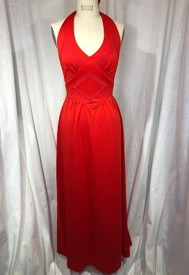 la boudoir miami vintage 70s red halter maxi dress (2)