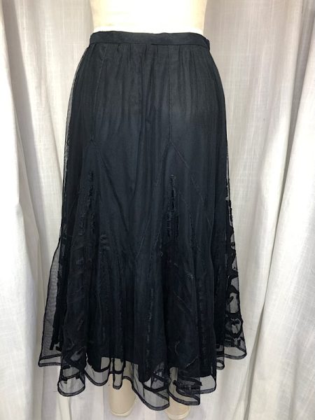 la boudoir miami vintage y2k black net embroidered peasant skirt (2)