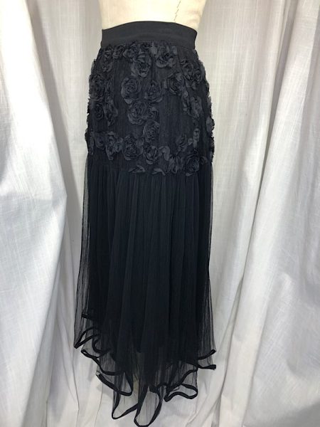 la boudoir miami vintage inspired black net and rose peasant skirt (2)
