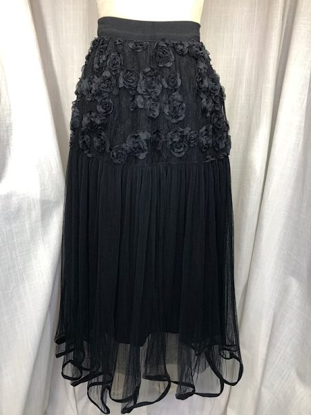 la boudoir miami vintage inspired black net and rose peasant skirt (2)