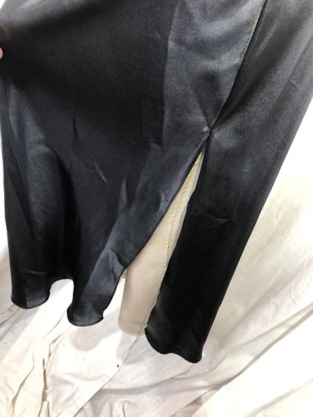 la boudoir miami vintage 90s black satin and penne velvet slip night gown (2)