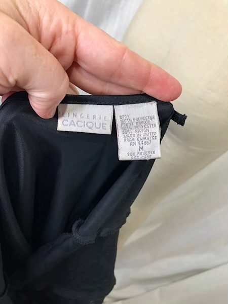 la boudoir miami vintage 90s black satin and penne velvet slip night gown (2)
