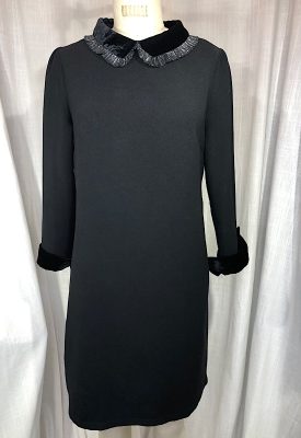 la boudoir miami vintage inspired 70s black shift dress with velvet collar and cuffs (2)