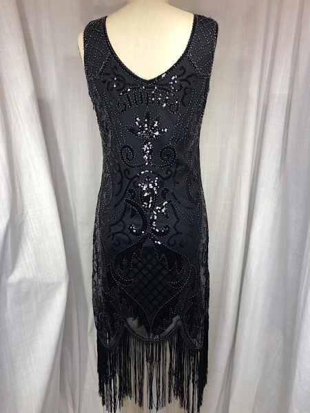 la boudoir miami vintage inspired 20s black art deco beaded and sequined fringe dress (2)