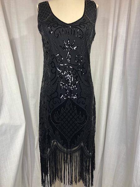 la boudoir miami vintage inspired 20s black art deco beaded and sequined fringe dress (2)