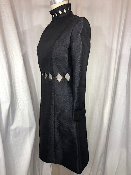 la boudoir miami vintage 70s black lurex cut-out a-line mod dress (2)