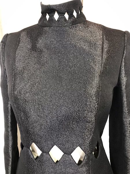 la boudoir miami vintage 70s black lurex cut-out a-line mod dress (2)