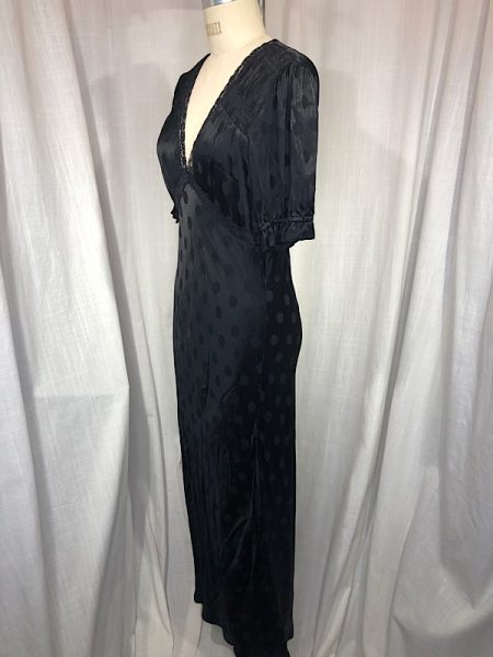 la boudoir miami vintage inspired 30s black satin polka dot slip dress (2)