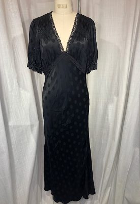 la boudoir miami vintage inspired 30s black satin polka dot slip dress (2)