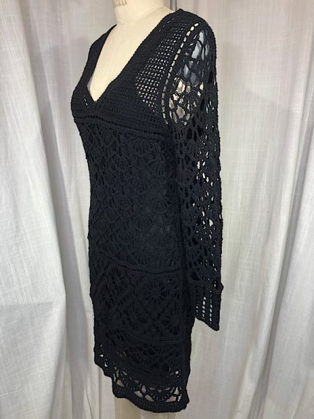 la boudoir miami vintage y2k black crochet dress (2)
