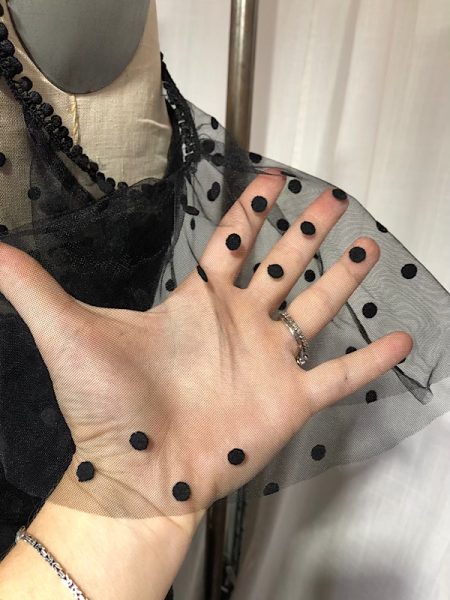 la boudoir miami vintage inspired black net polka dot off-shoulder long dress (3)