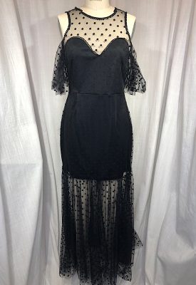 la boudoir miami vintage inspired black net polka dot off-shoulder long dress (3)