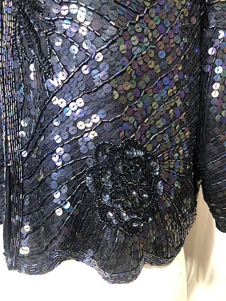 la boudoir miami vintage 80s black sequin scalloped jacket (2)