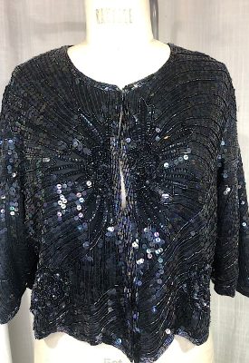 la boudoir miami vintage 80s black sequin scalloped jacket (2)