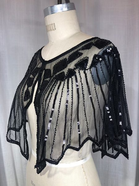 la boudoir miami vintage inspired 20's black beaded and sequin capelet (2)