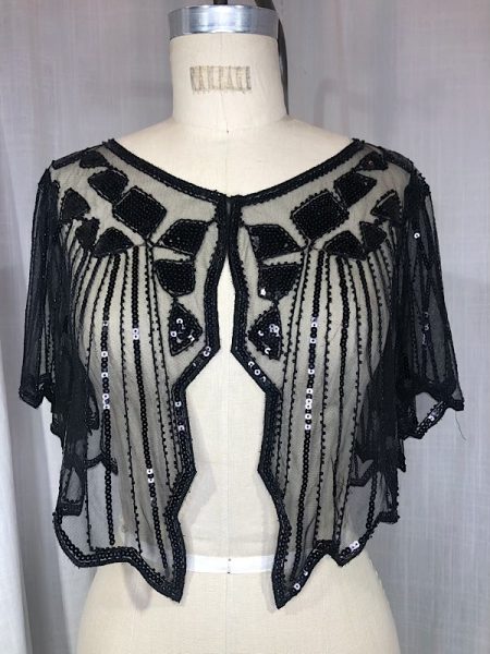 la boudoir miami vintage inspired 20's black beaded and sequin capelet (2)
