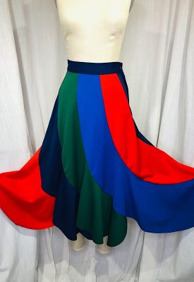la boudoir miami vintage 70s multi-color striped flounced peasant skirt (2)