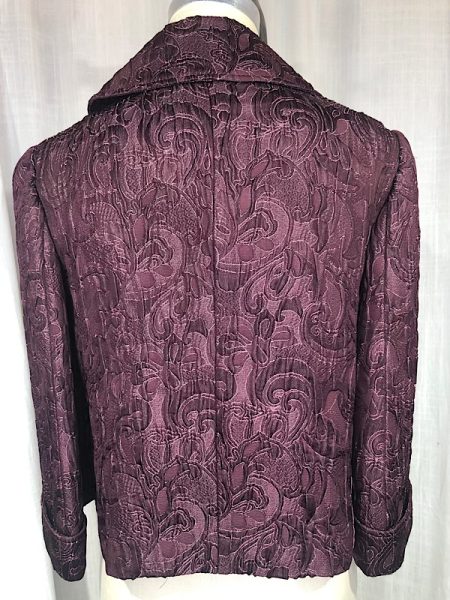 la boudoir miami vintage inspired 60s monique lhuillier burgundy brocade double breasted jacket (2)