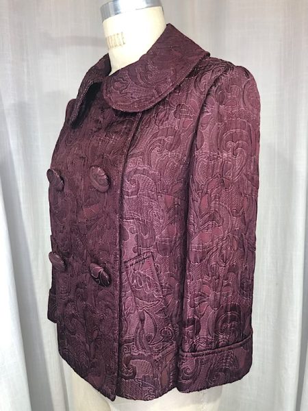 la boudoir miami vintage inspired 60s monique lhuillier burgundy brocade double breasted jacket (2)
