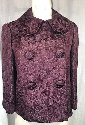 la boudoir miami vintage inspired 60s monique lhuillier burgundy brocade double breasted jacket (2)