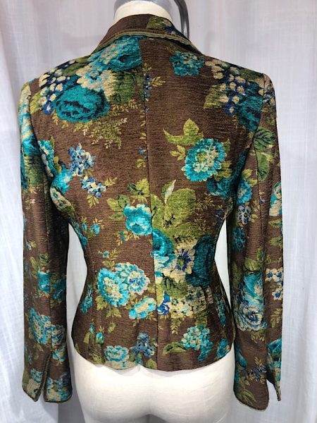 la boudoir miami vintage y2k olive green floral courduroy blazer (2)