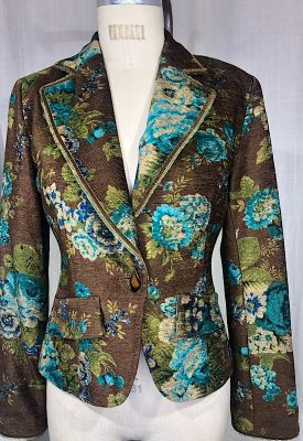la boudoir miami vintage y2k olive green floral courduroy blazer (2)