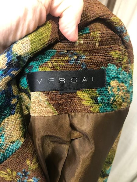 la boudoir miami vintage y2k olive green floral courduroy blazer (2)