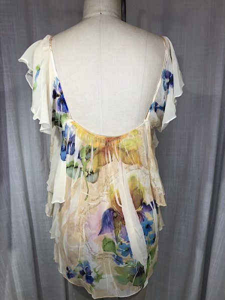 la boudoir miami vintage 90s yellow floral print boho blouse (2)