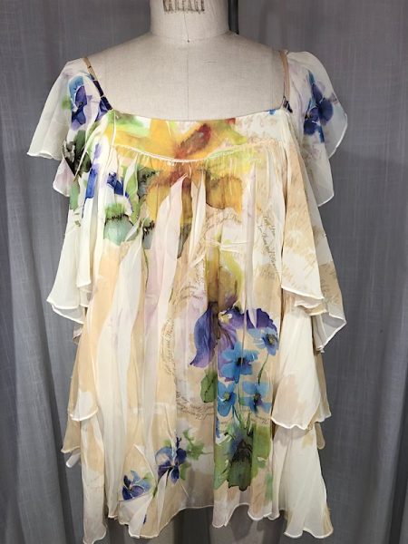 la boudoir miami vintage 90s yellow floral print boho blouse (2)