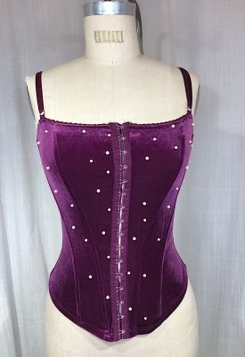 la boudoir miami vintage y2k stretch purple bustier with scattered pearls (2)