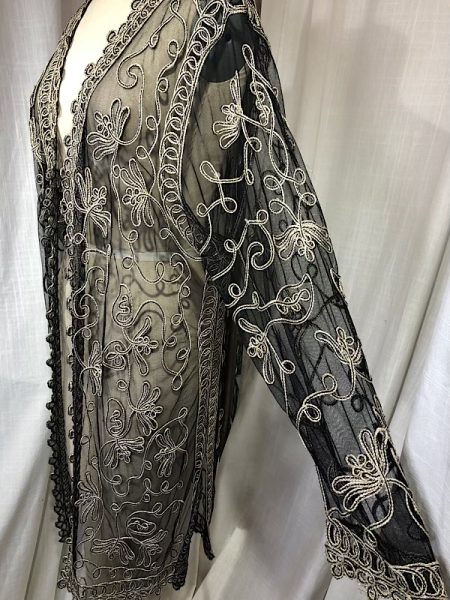la boudoir miami vintage 80s brown and beige net embroidered overcoat (3)