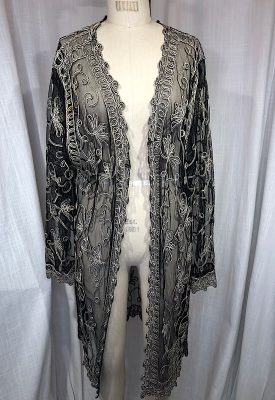 la boudoir miami vintage 80s brown and beige net embroidered overcoat (3)