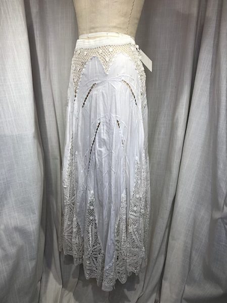 Vintage 70s White Linen Battenburg Lace Peasant Skirt - Image 6