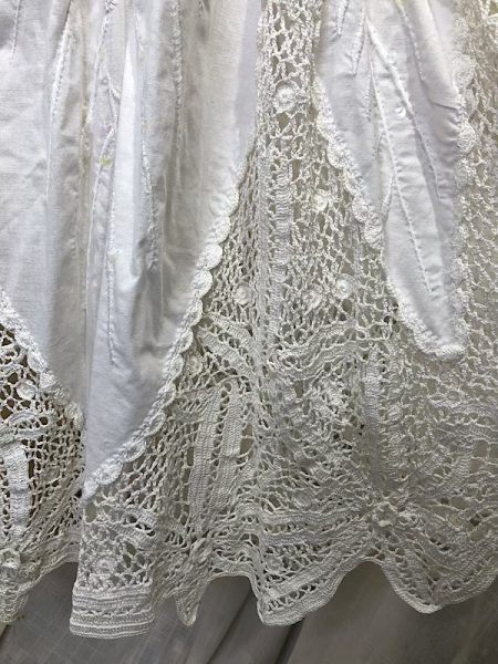 Vintage 70s White Linen Battenburg Lace Peasant Skirt - Image 5