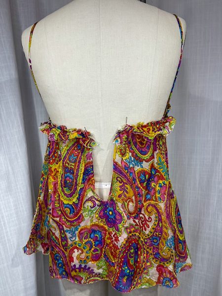 la boudoir miami vintage y2k DG multi-color paisley print silk babydoll blouse (1)