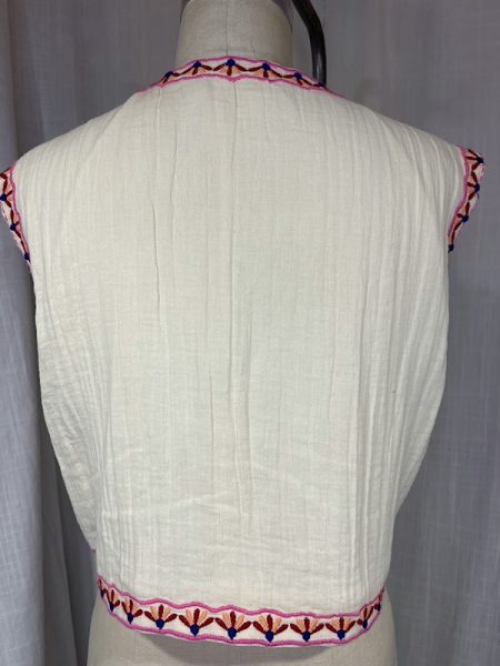 la boudoir miami vintage inspired beige gauze embroidered vest (1)