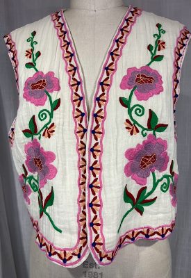 la boudoir miami vintage inspired beige gauze embroidered vest (1)
