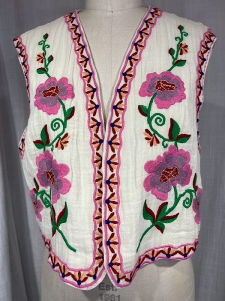 la boudoir miami vintage inspired beige gauze embroidered vest (1)