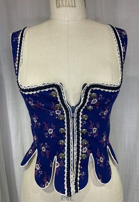 la boudoir miami vintage 70s blue floral print dirndl (1)