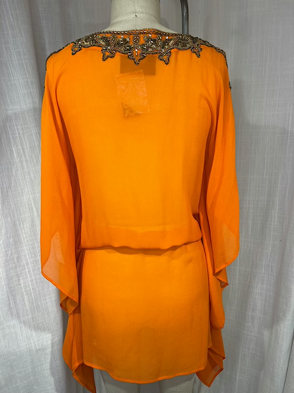 la boudoir miami vintage y2k orange silk gold beaded tunic cover-up (1)