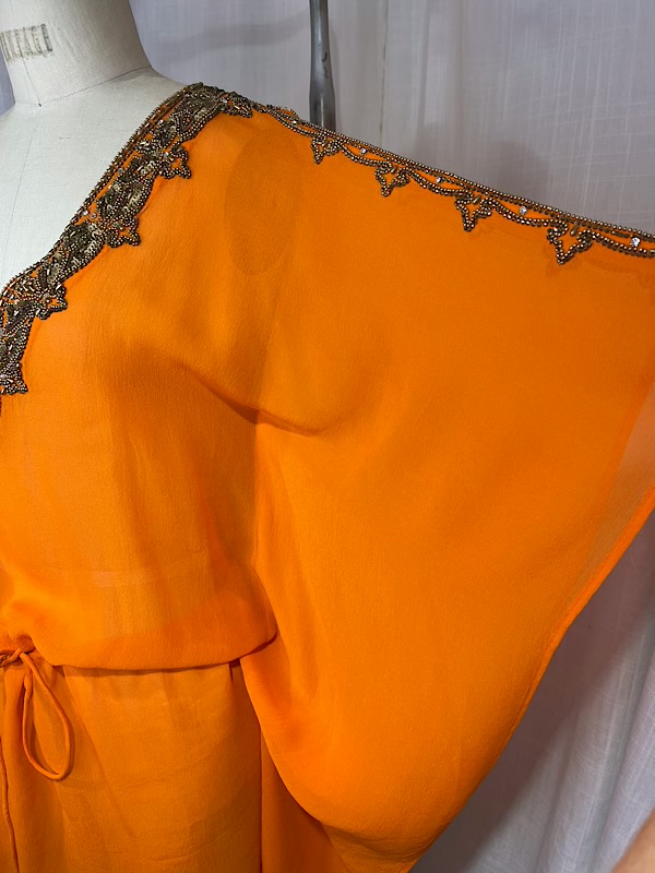 la boudoir miami vintage y2k orange silk gold beaded tunic cover-up (1)