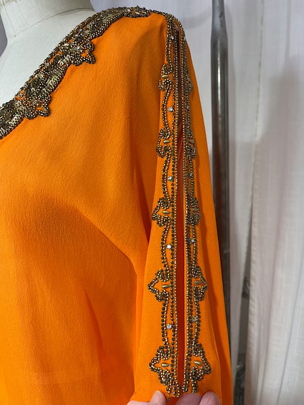 la boudoir miami vintage y2k orange silk gold beaded tunic cover-up (1)