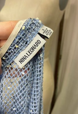 la boudoir miami vintage y2k blue woven net jacket with large seed buttons (1)