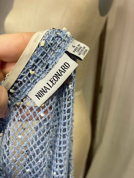 la boudoir miami vintage y2k blue woven net jacket with large seed buttons (1)