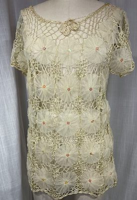 la boudoir miami vintage 70s beige crochet and net peasant blouse (1)