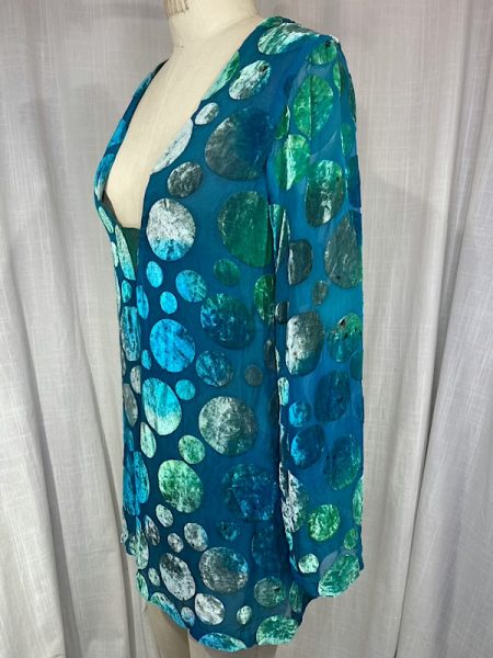 la boudoir miami vintage 90s turquoise polka dot penne velvet mini dress (3)