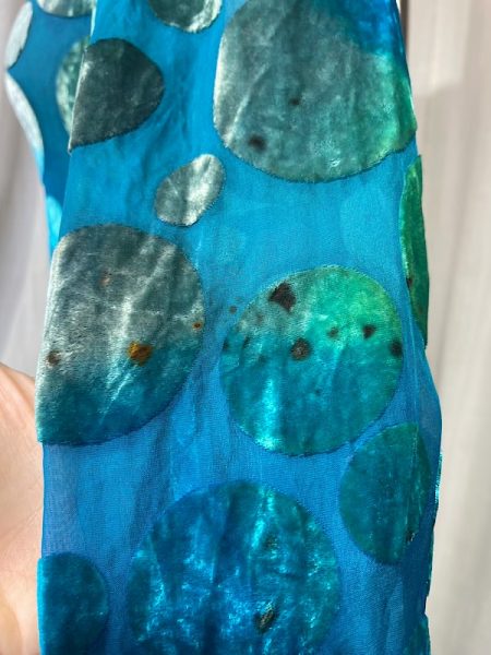 la boudoir miami vintage 90s turquoise polka dot penne velvet mini dress (3)