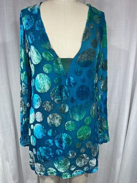 la boudoir miami vintage 90s turquoise polka dot penne velvet mini dress (3)