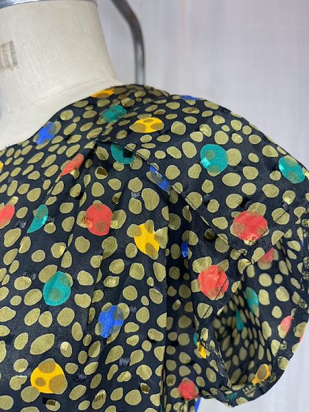 la boudoir miami vintage 80s black polka dot fitted blouse (2)
