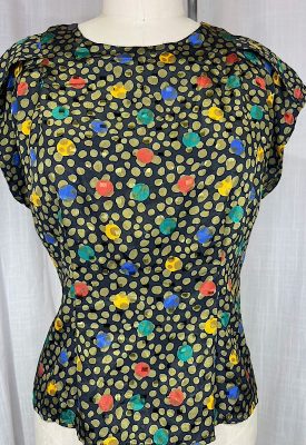 la boudoir miami vintage 80s black polka dot fitted blouse (2)
